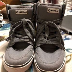 Grey high top air walk shoes